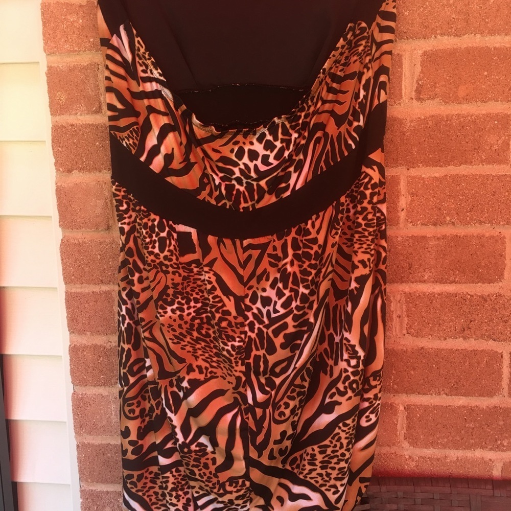🍁 DOTS ANIMAL PRINT STRAPLESS DRESS - Picture 2 of 3